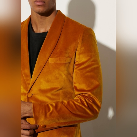 Velvet Skinny Fit Men Blazer - Picture 4 of 4